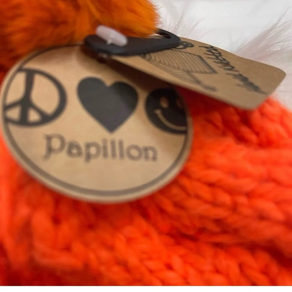 NWT Papillon Blanc Bright Orange Knit Hat